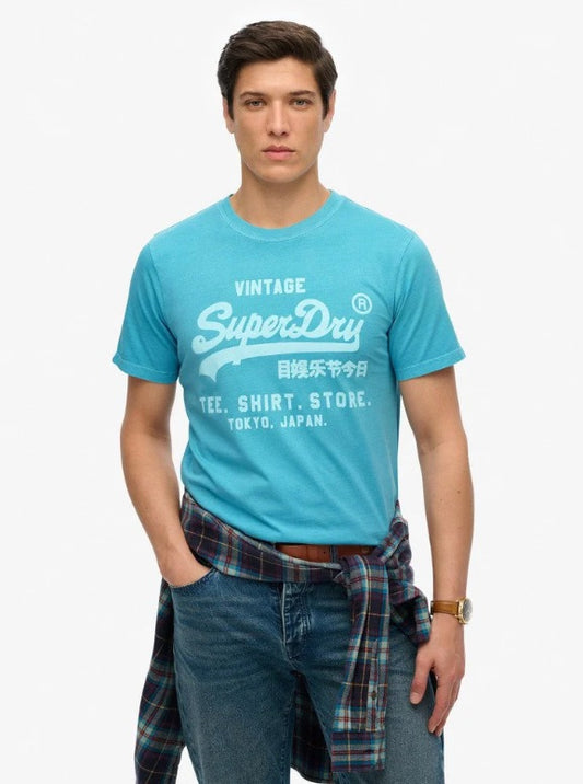 Superdry Vintage Logo Neon Relaxed T-Shirt - Neon Sky Blue