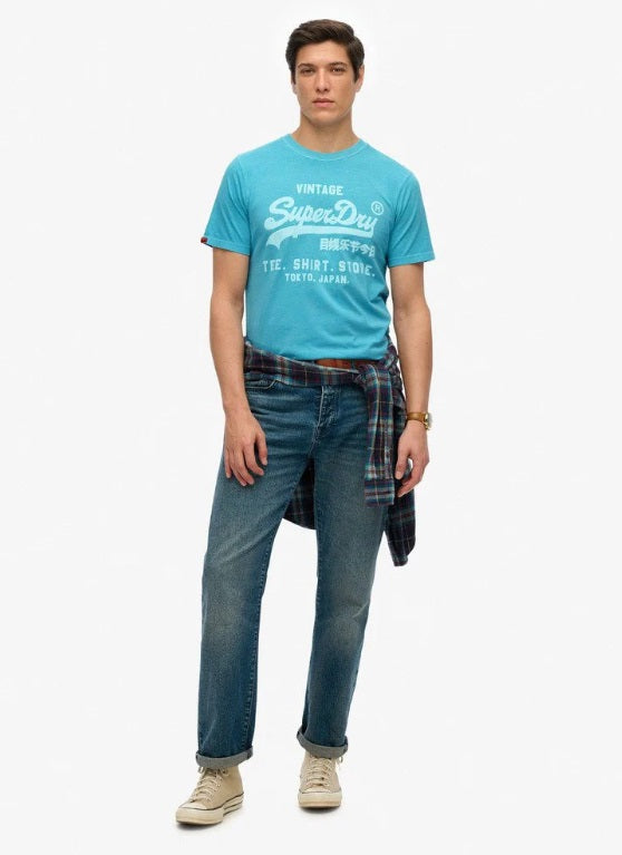 Superdry Vintage Logo Neon Relaxed T-Shirt - Neon Sky Blue