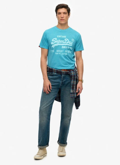 Superdry Vintage Logo Neon Relaxed T-Shirt - Neon Sky Blue