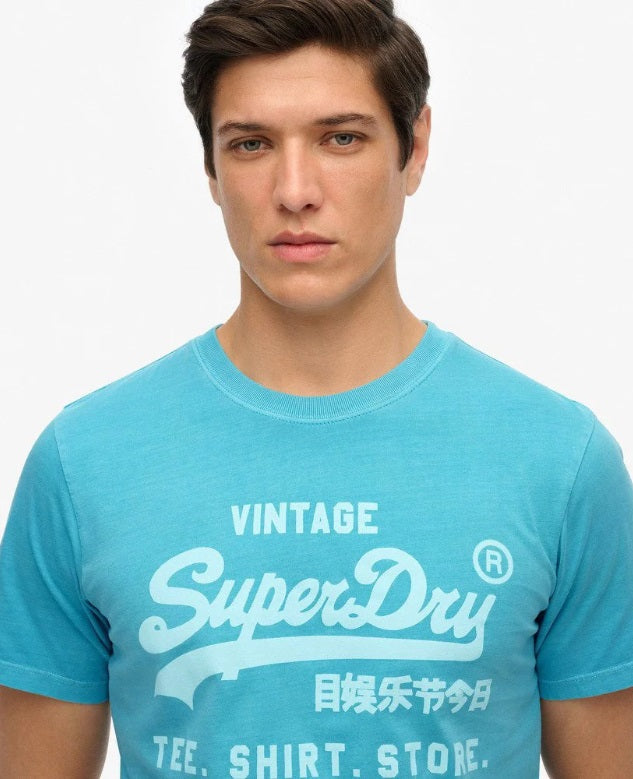 Superdry Vintage Logo Neon Relaxed T-Shirt - Neon Sky Blue