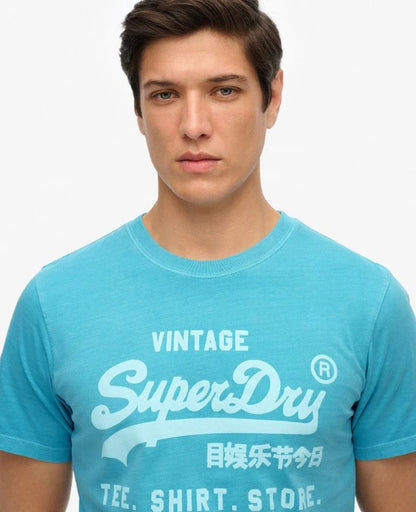 Superdry Vintage Logo Neon Relaxed T-Shirt - Neon Sky Blue