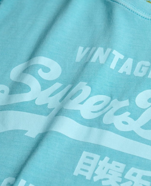 Superdry Vintage Logo Neon Relaxed T-Shirt - Neon Sky Blue