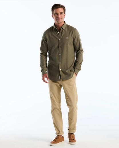 Original Penguin Long Sleeve Oxford Shirt - Dusty Olive