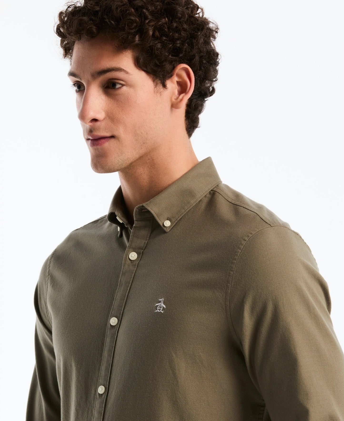 Original Penguin Long Sleeve Oxford Shirt - Dusty Olive