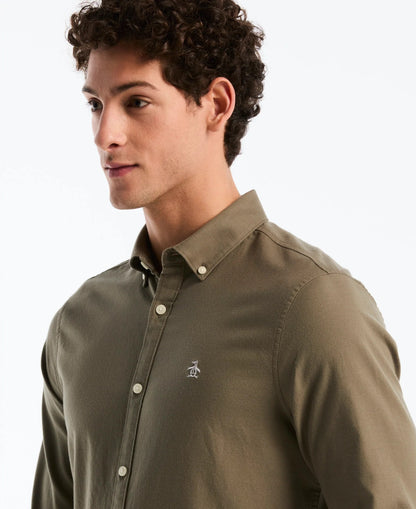 Original Penguin Long Sleeve Oxford Shirt - Dusty Olive