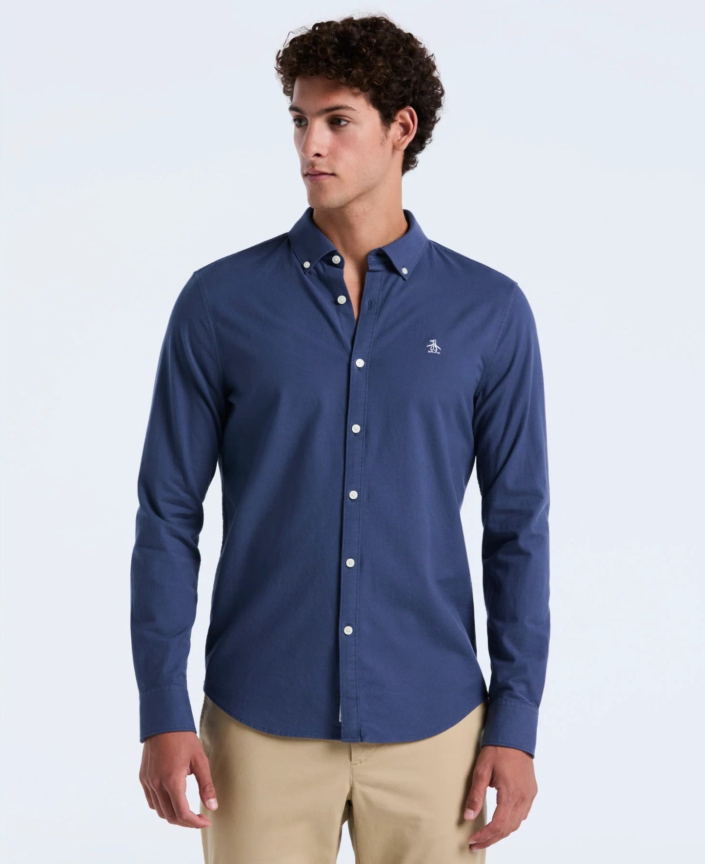 Original Penguin Long Sleeve Oxford Shirt - Sargasso Sea