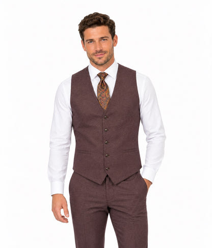 White Label Oliver 3 Piece Tapered Fit Suit - Plum
