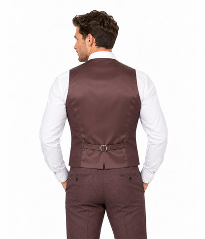 White Label Oliver 3 Piece Tapered Fit Suit - Plum