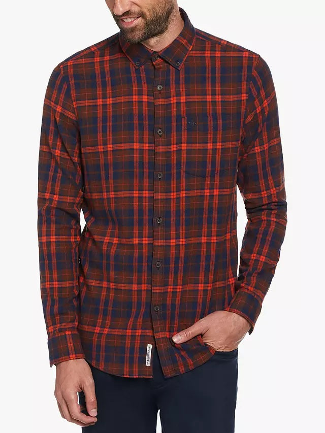 Original Penguin Flannel Plaid Checked Shirt - Dress Blues