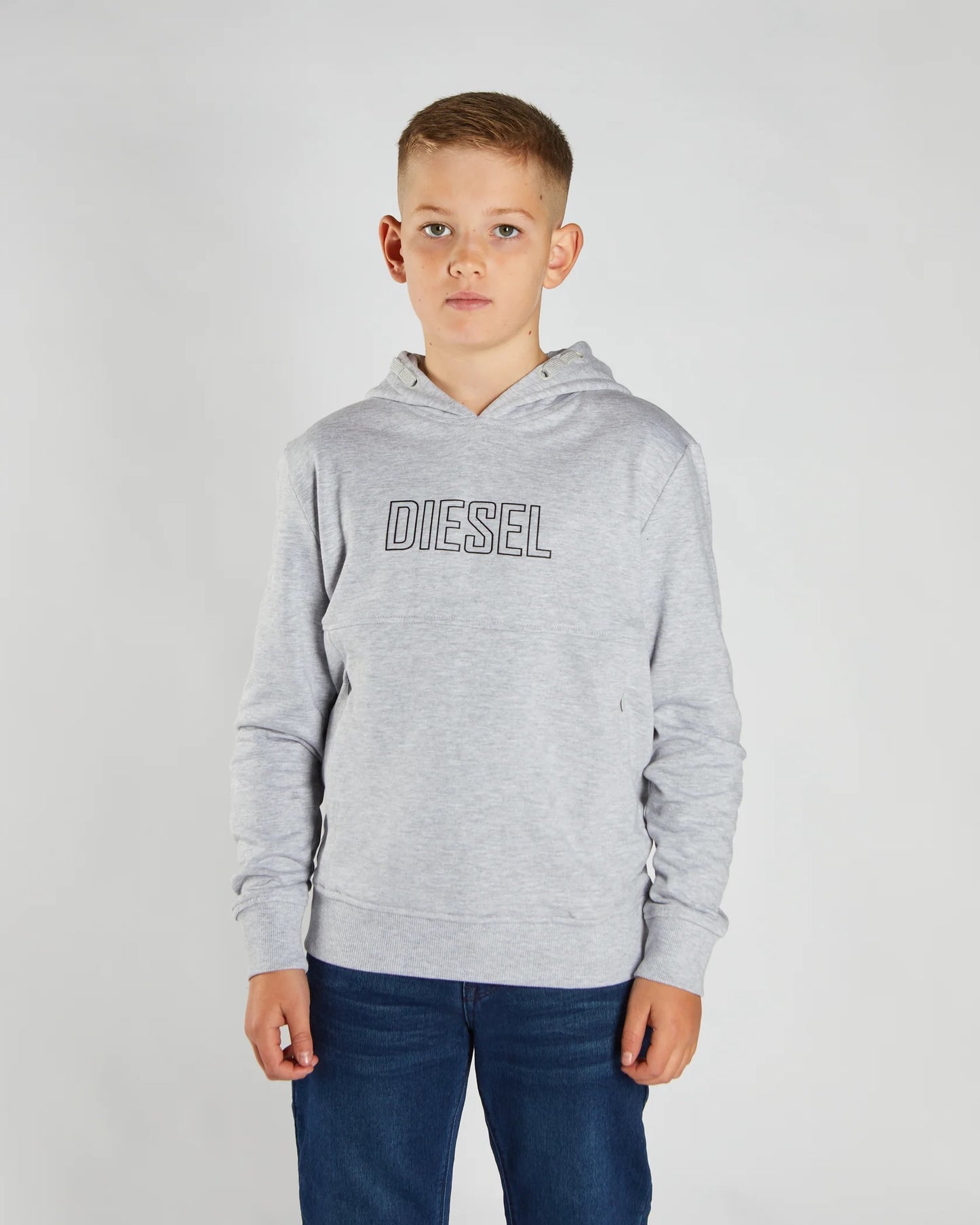 Boys Diesel Otis Pull Over Hoodie - Grey Melange