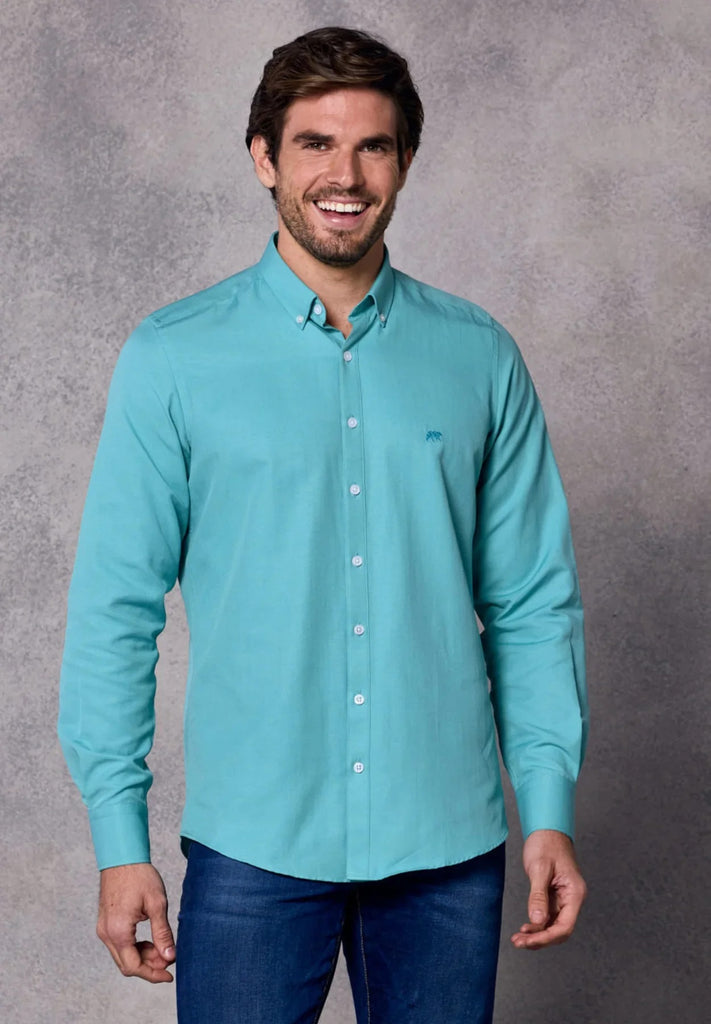 Rivet & Denim Long Sleeve Oxford Shirt - Aqua