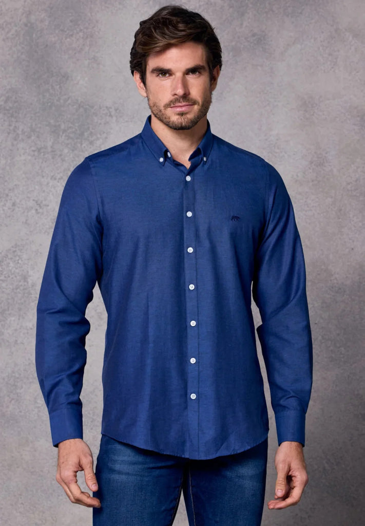 Rivet & Denim Long Sleeve Oxford Shirt - Steel