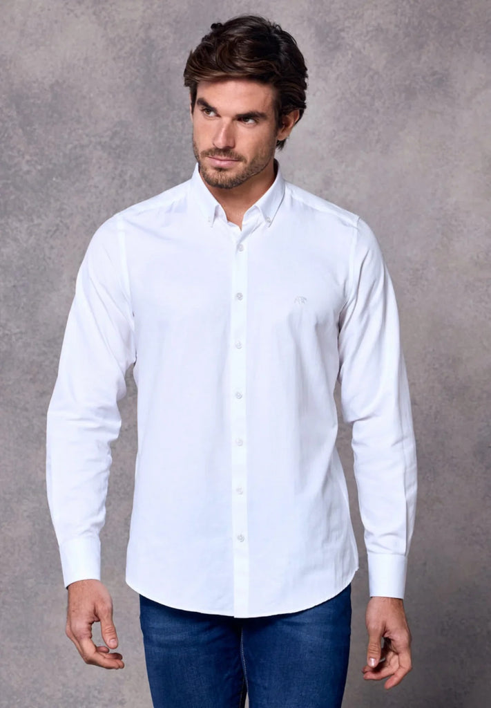 Rivet & Denim Long Sleeve Oxford Shirt - White