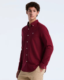 Original Penguin Long Sleeve Oxford Shirt With Stretch - Cabernet