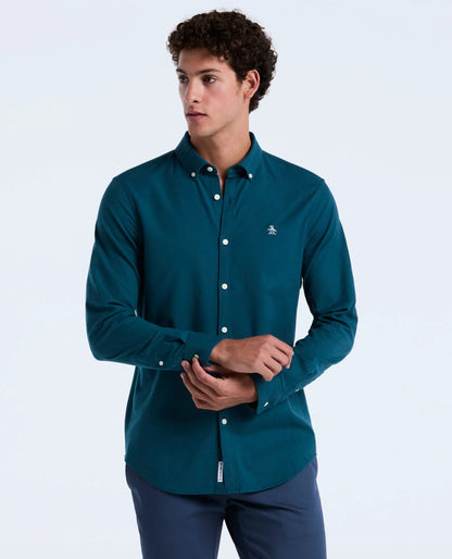 Original Penguin Long Sleeve Oxford Shirt With Stretch - Reflecting Pond