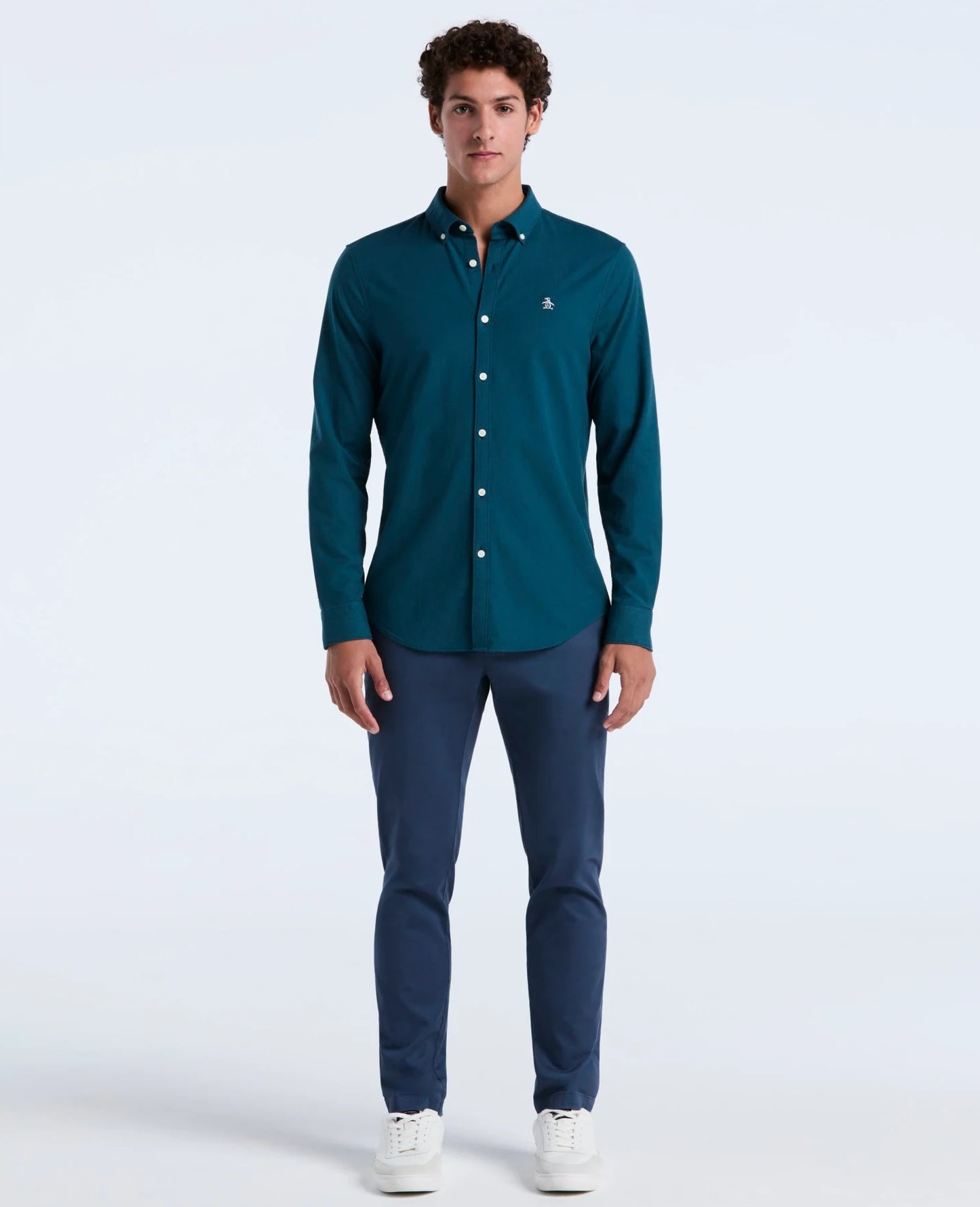 Original Penguin Long Sleeve Oxford Shirt With Stretch - Reflecting Pond