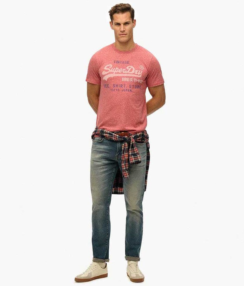 Superdry Vintage Logo Classic Relaxed T-Shirt - Mid Red Grit