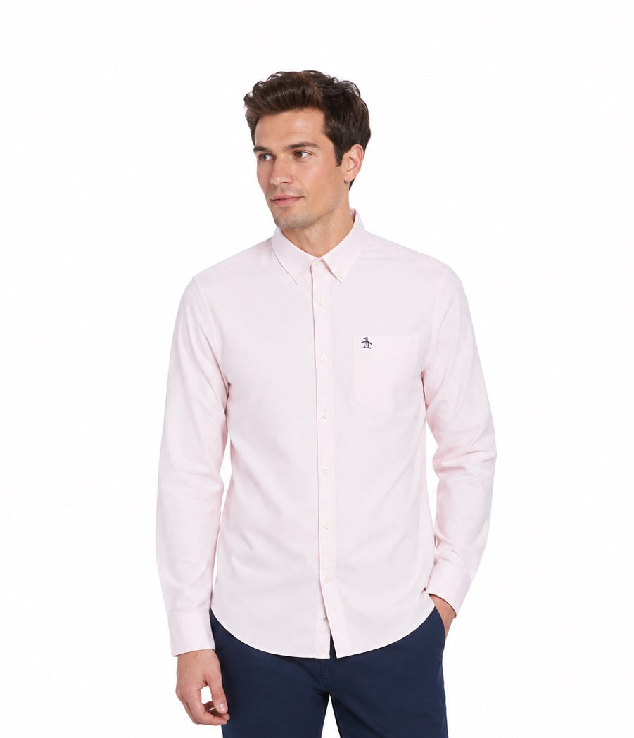 Original Penguin Ecovero Oxford Stretch Long Sleeve Shirt - Parfait Pink