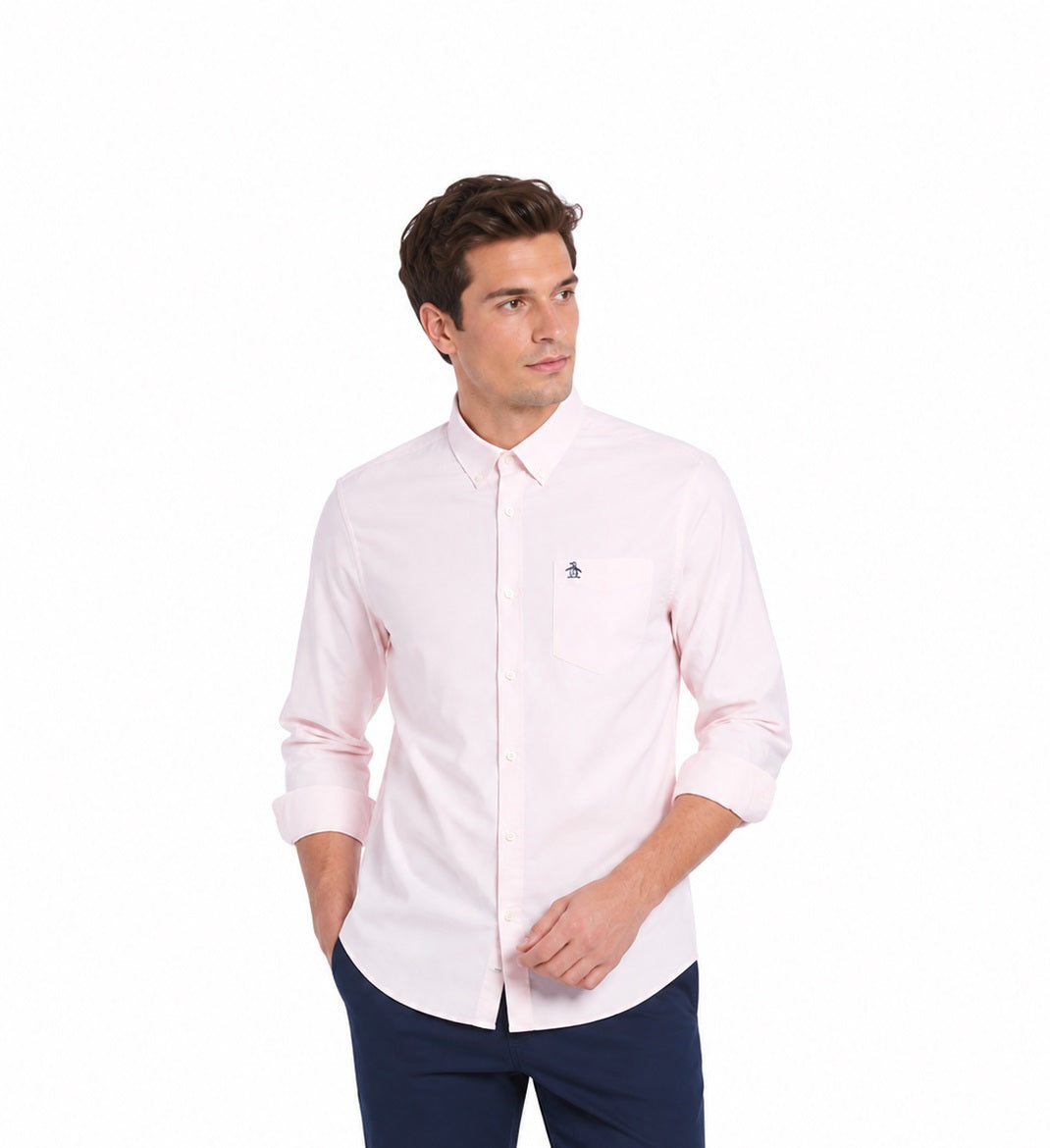 Original Penguin Ecovero Oxford Stretch Long Sleeve Shirt - Parfait Pink