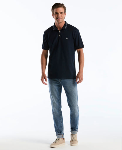 Original Penguin Honeycomb Jacquard Tipped Polo Shirt - Dark Sapphire