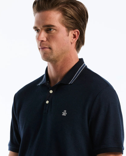 Original Penguin Honeycomb Jacquard Tipped Polo Shirt - Dark Sapphire