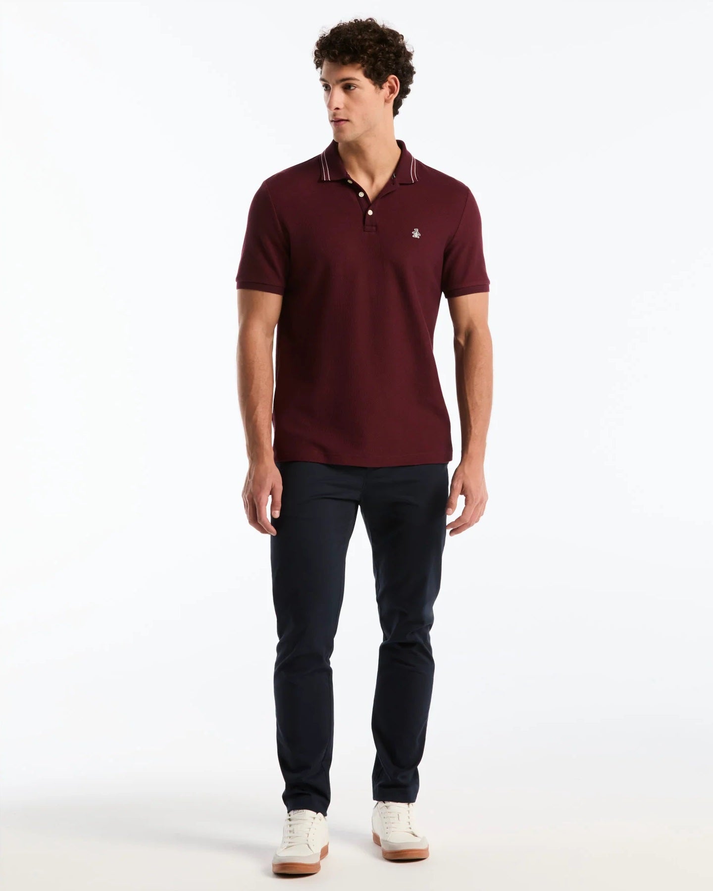 Original Penguin Honeycomb Jacquard Tipped Polo Shirt - Port Royale