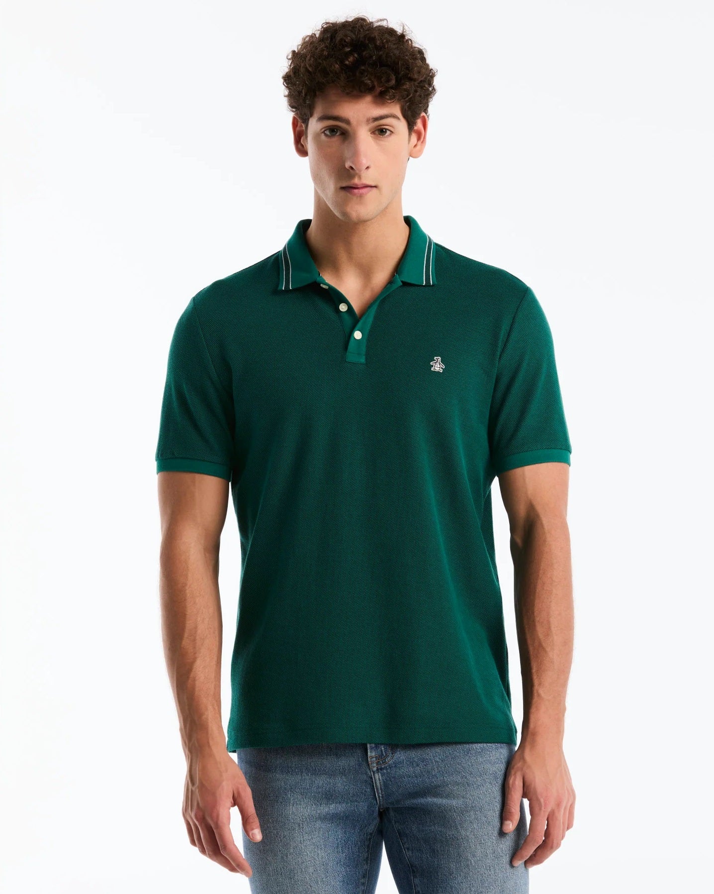 Original Penguin Honeycomb Jacquard Tipped Polo Shirt - Storm