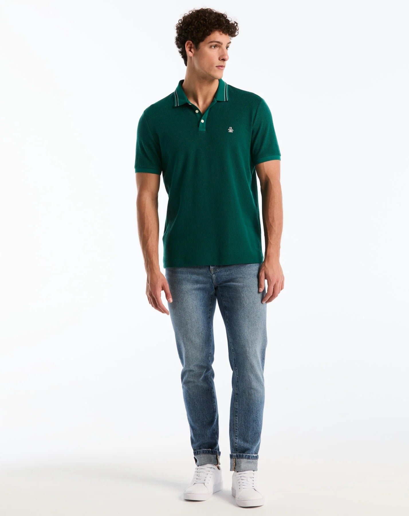 Original Penguin Honeycomb Jacquard Tipped Polo Shirt - Storm