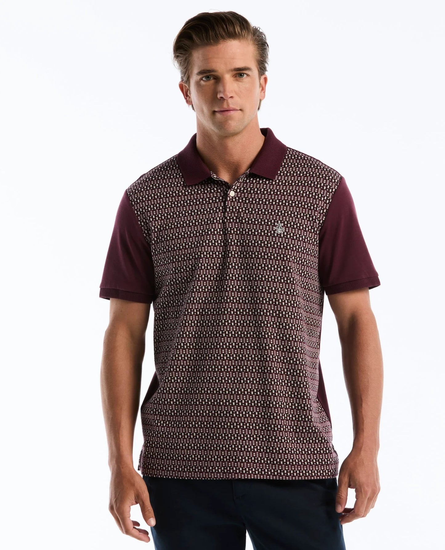 Original Penguin Jacquard Front Fairisle Polo Shirt - Port Royale