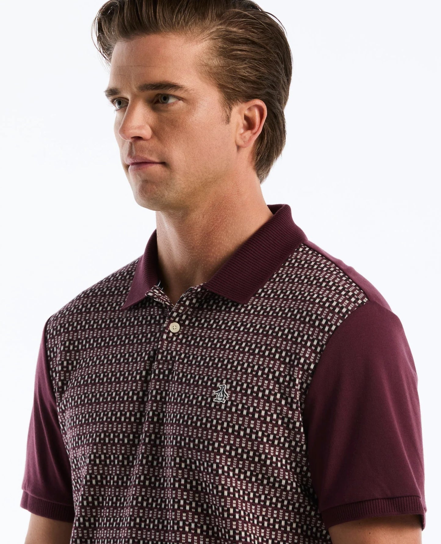 Original Penguin Jacquard Front Fairisle Polo Shirt - Port Royale