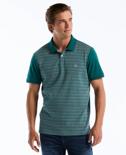 Original Penguin Jacquard Front Fairisle Polo Shirt - Storm