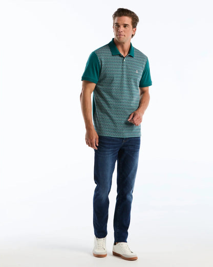 Original Penguin Jacquard Front Fairisle Polo Shirt - Storm