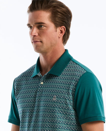 Original Penguin Jacquard Front Fairisle Polo Shirt - Storm
