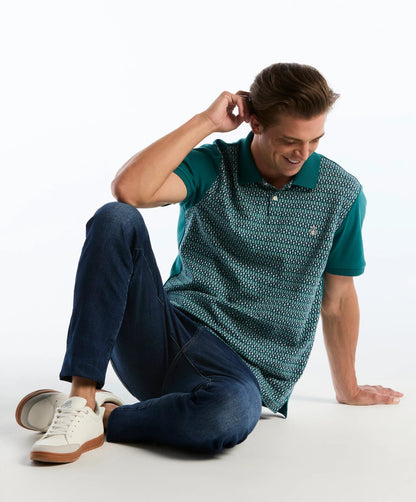 Original Penguin Jacquard Front Fairisle Polo Shirt - Storm