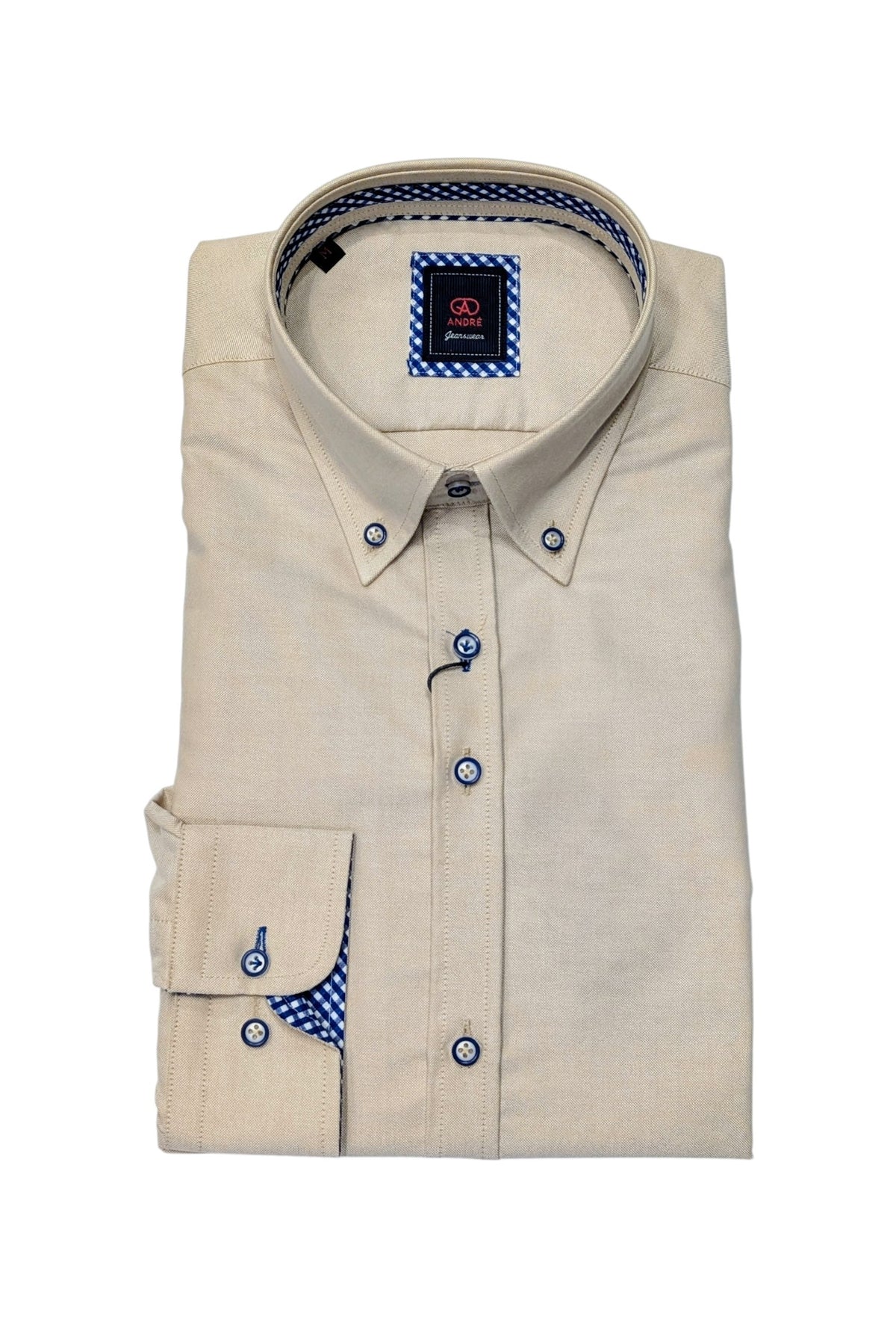 Andre Rhine Long Sleeve Oxford Casual Shirt - Beige