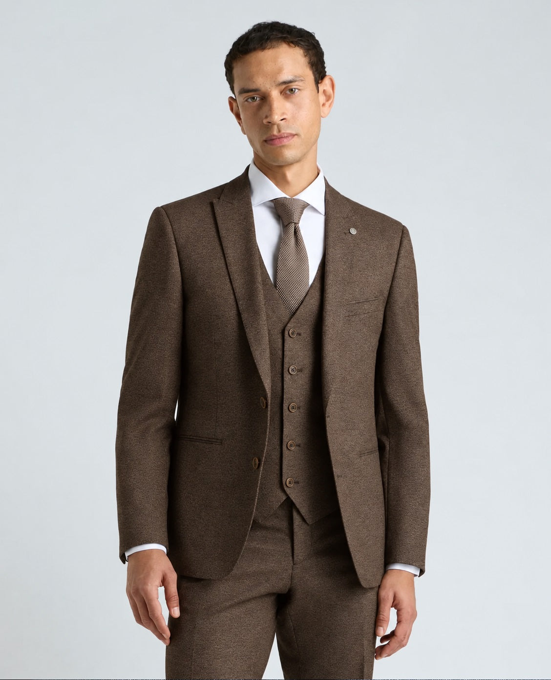 Remus Uomo Pablo J 3 Piece Tapered Fit Suit - Brown