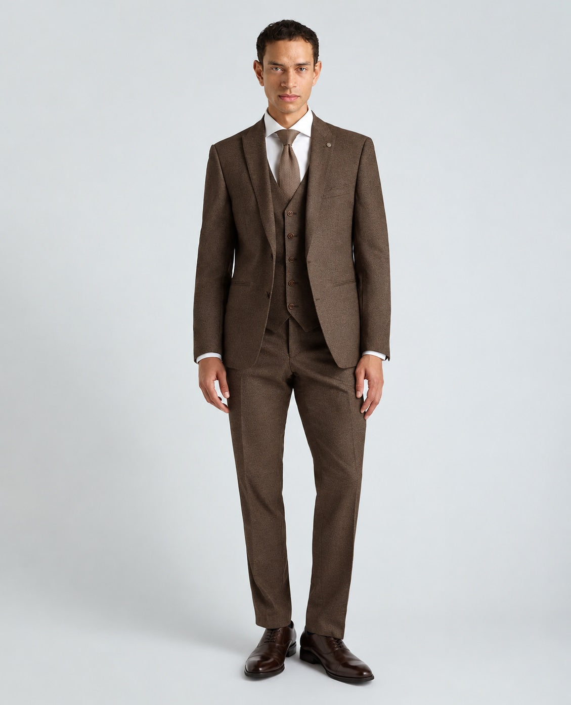 Remus Uomo Pablo J 3 Piece Tapered Fit Suit - Brown