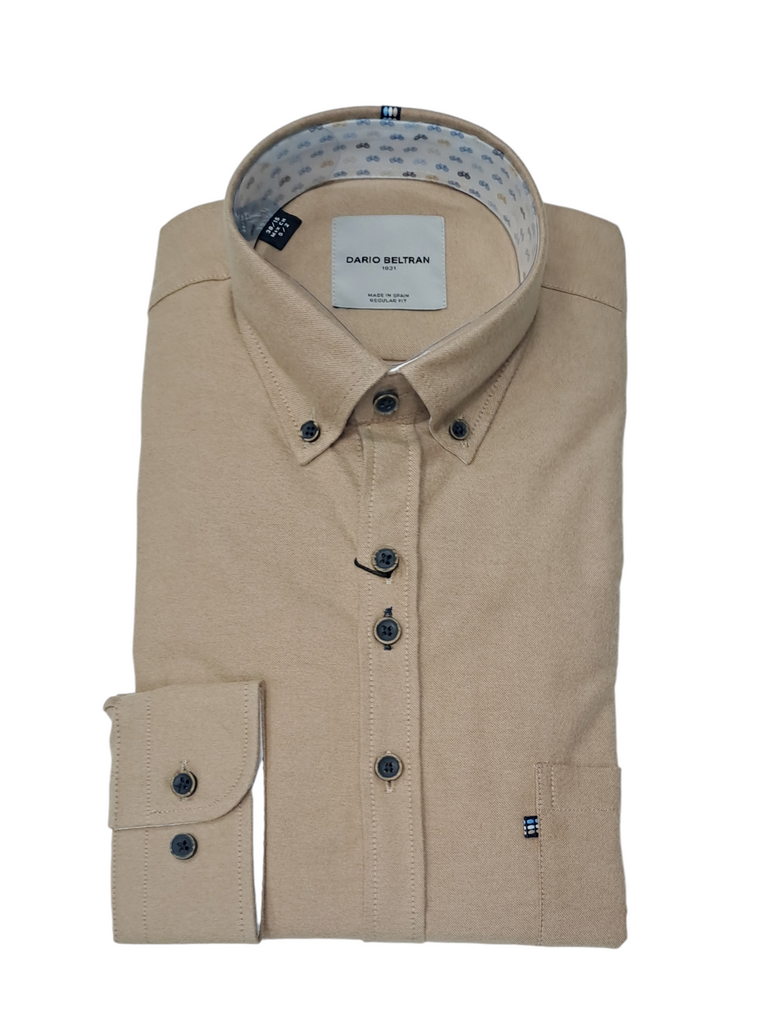 Dario Beltran Pazos Oxford Regular Fit Casual Shirt - Tan