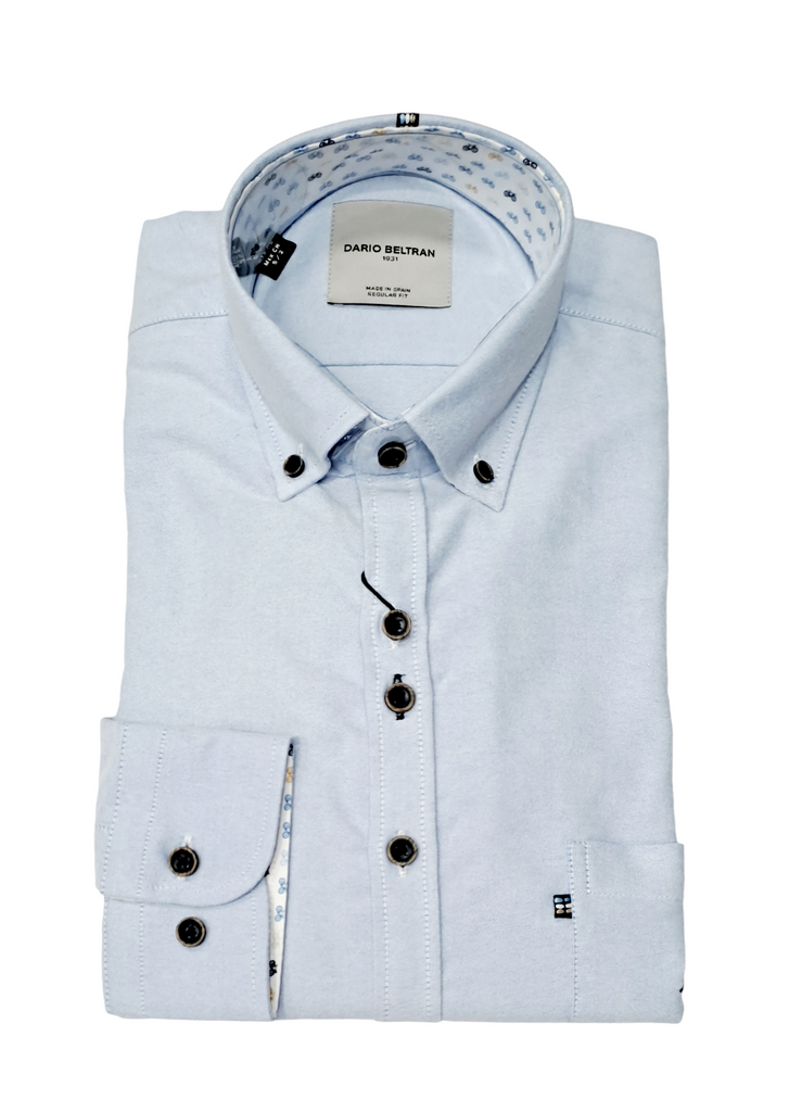 Dario Beltran Pazos Oxford Regular Fit Casual Shirt - Blue