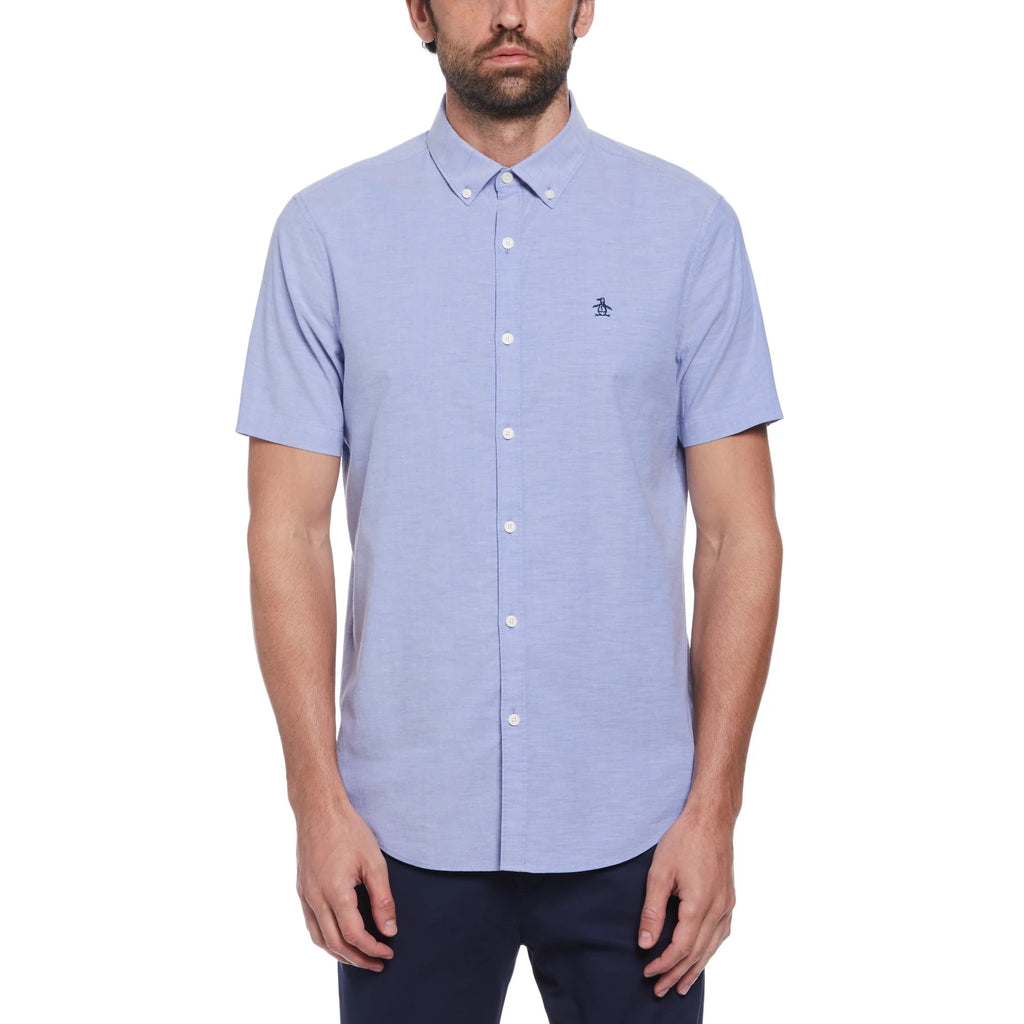 Original Penguin Ecovero Oxford Stretch Short Sleeve Shirt - Amparo Blue