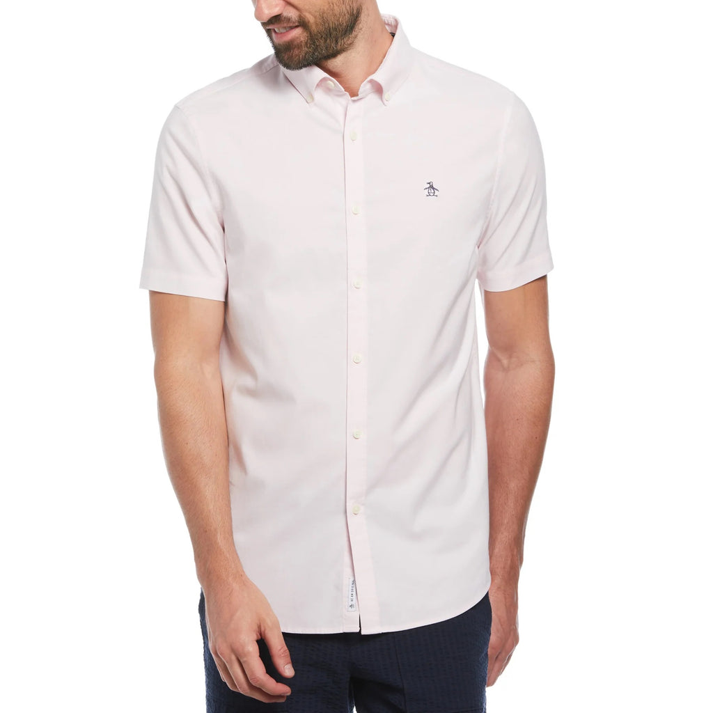 Original Penguin Ecovero Oxford Stretch Short Sleeve Shirt - Parfait Pink