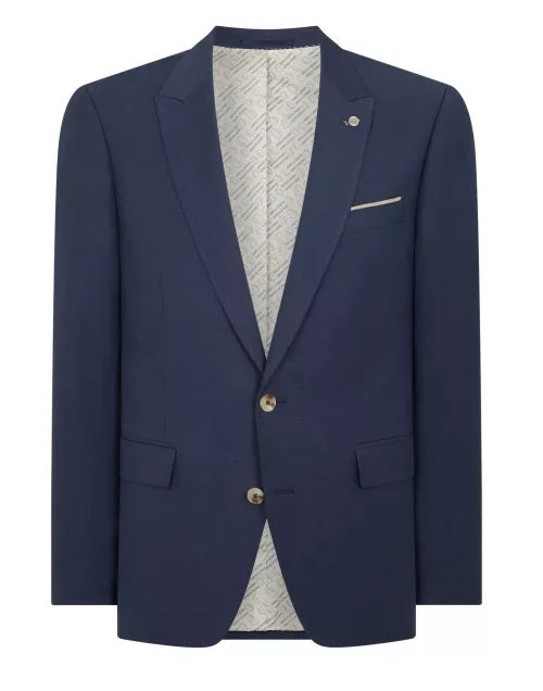 Remus Uomo Peppe Tapered Fit Linen Jacket - Dark Blue