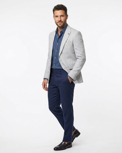 Remus Uomo Peppe Tapered Fit Linen Jacket - Light Blue