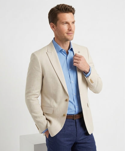 Remus Uomo Peppe Tapered Fit Linen Jacket - Stone