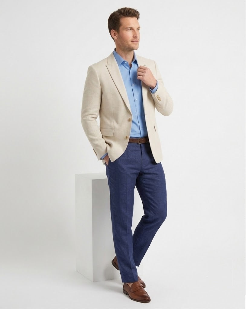 Remus Uomo Peppe Tapered Fit Linen Jacket - Stone
