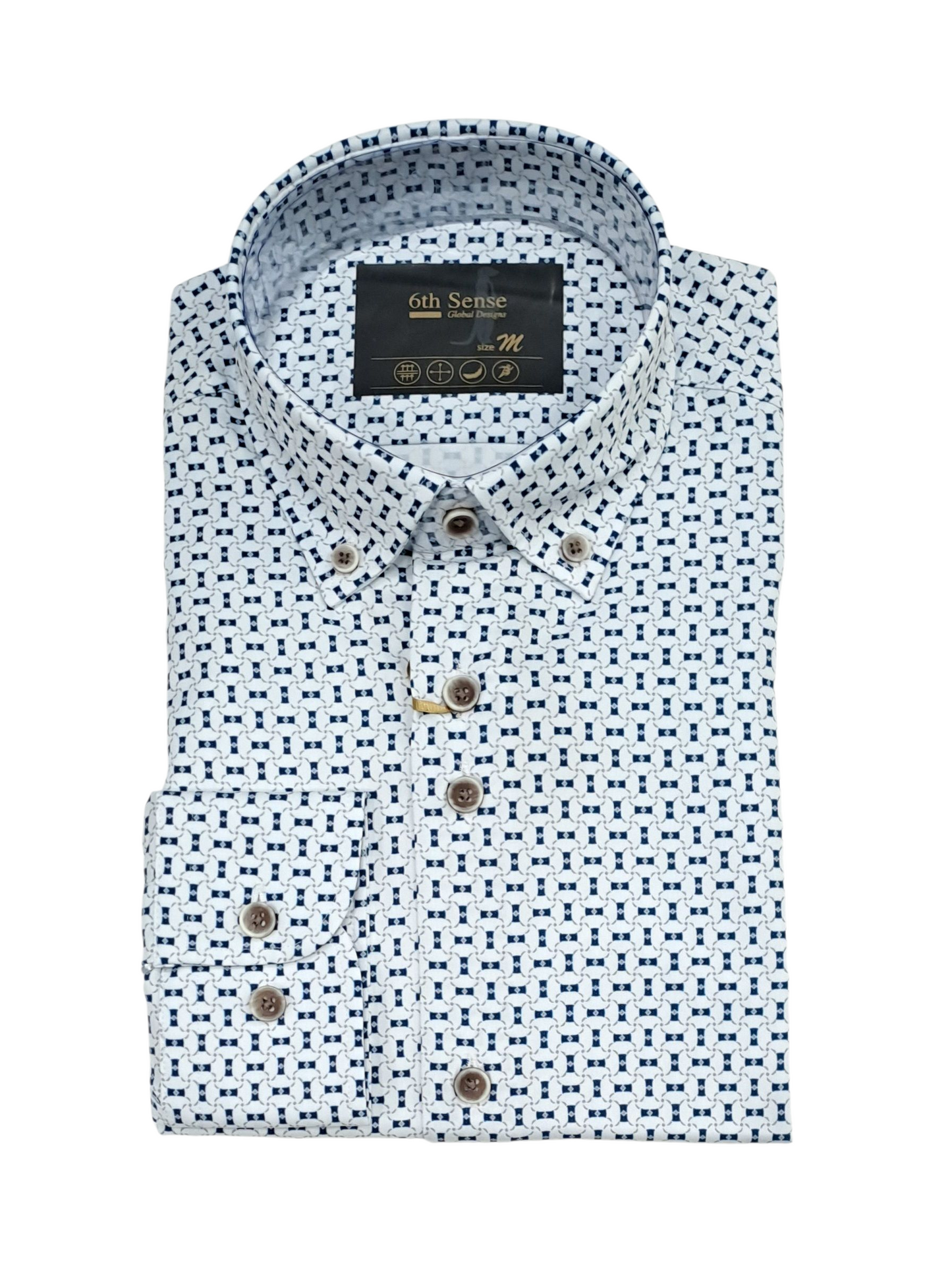 6th Sense Performance Long Sleeve Casual Shirt - 7 White