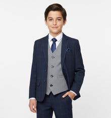 Boys Standar Peter Slim 3 Piece Suit - Navy