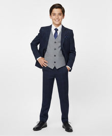 Boys Standar Peter Slim 3 Piece Suit - Navy
