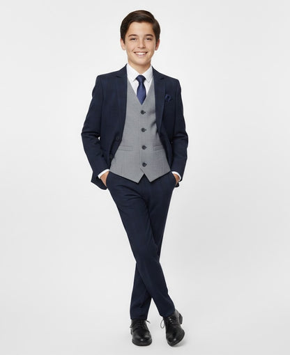 Boys Standar Peter Slim 3 Piece Suit - Navy