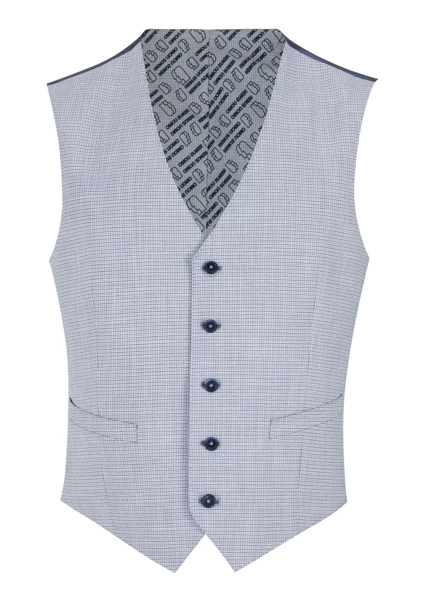 Remus Uomo Petro Check Waistcoat - Sky Blue